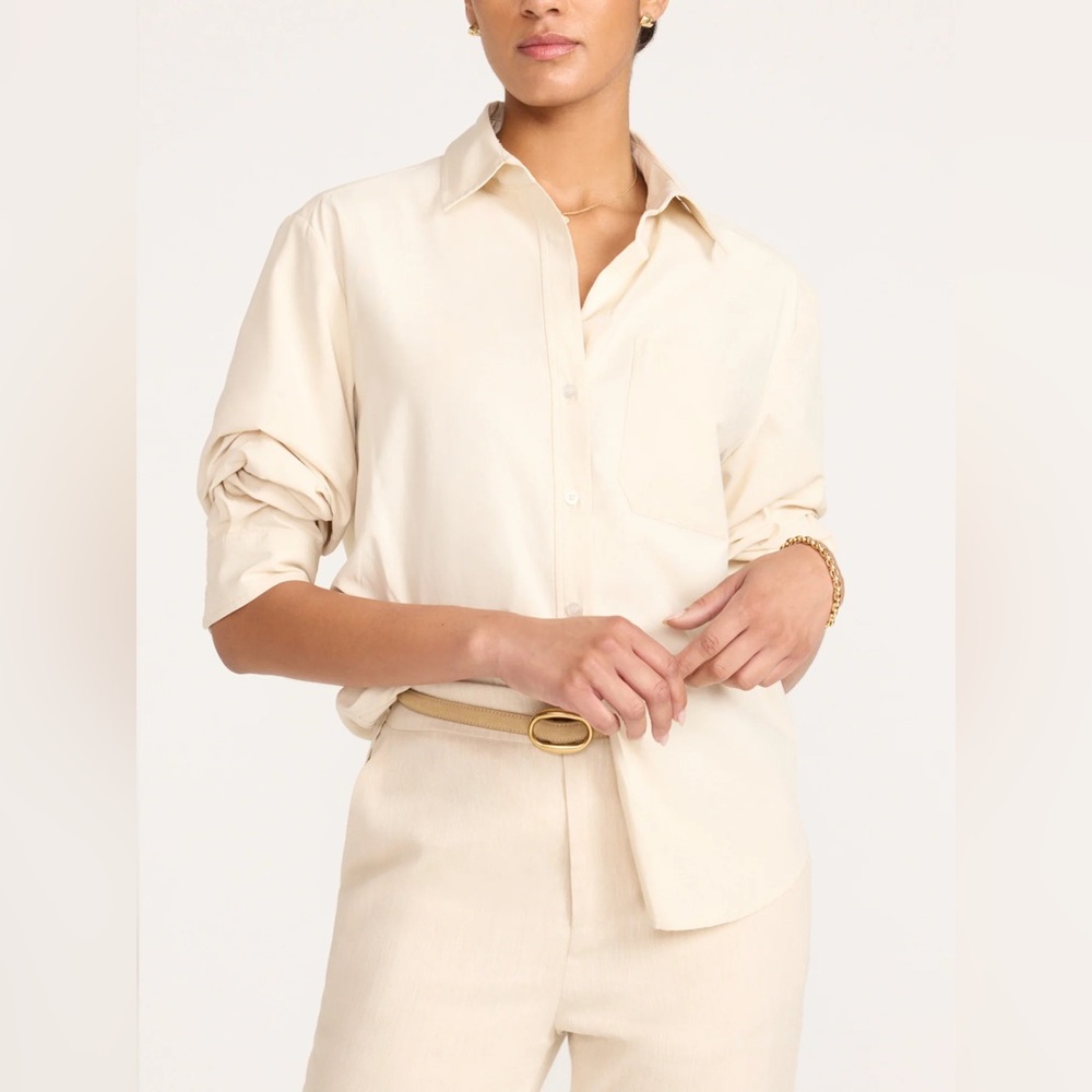 NEW Brochu Walker The Pia Shirt Calico Cream Ivory Blouse XS Button up Shirt